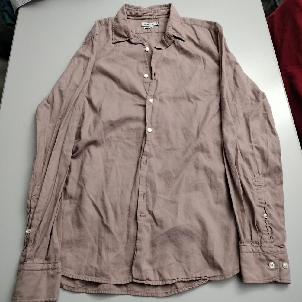 J.Lindeberg Men L Slim Fit Cotton Long Sleeve Button Up Shirt Taupe Brown